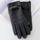 Men's Touch Screen PU Leather Gloves | Plaid Design | Plush Lining | Warm Winter Wear | Durable & Stylish | Smartphone Compatible | Snug Fit | Sophisticated Accessory | Cold Weather Men's Gloves