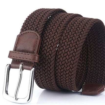 Men's Woven Elastic Belt | 3.4 CM Width | Durable Stretch | Handwoven Craftsmanship | Nickel Alloy Buckle | Versatile Fashion Accessory | Perfect for Chinos Jeans Slacks | Gift for Dad Friend Son