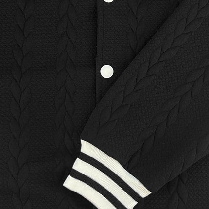 Men's Baseball Jacket | Casual Single Breasted Cardigan Style | Ribbed Stand-Up Collar | Long Sleeves with Ribbed Cuffs | Cotton-Polyester Blend | Lightweight & Warm | Side Pockets | Ideal for Autumn & Spring