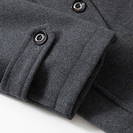Men's Woolen Coat | Retro Double Collar | Classic Lapel | Long Sleeve | Fully Lined | Fall Winter Spring | Fashion Fake Two-Piece Design | Business Leisure | Windproof | Multiple Pockets