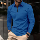 Men's Long Sleeve Waffle Knit Polo Shirt | Zipper Closure | Casual Wear | Stylish Textured Fabric | Transitional Weather Essential | Versatile Men's Top