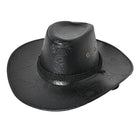 Men's Cowboy Hat | PU Leather Western Style | Wide Brim Sun Protection | Classic Vintage Design | Adjustable Fit | Durable & Water-Resistant | Dress Up for Events or Everyday | Black Brown Red Colors