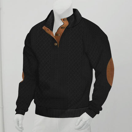 Men's Stand Collar Pullover | Long Sleeve Jacquard Knitted Sweatshirt | Outdoor | High-Quality Fabric | Breathable | Warm | Modern Style | Casual Wardrobe | Sizes Available | Machine Washable