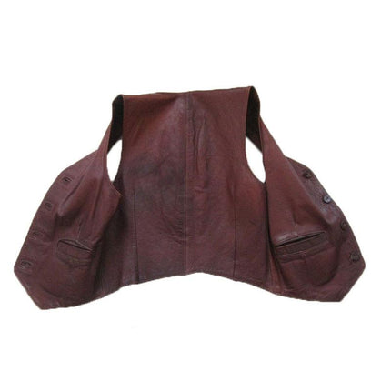 Vintage Leather Vest | 1960s-70s Men's Custom Handcrafted | Brown | Provincetown | Front Pockets | Four Leather Buttons | Chestnut Brown Outerwear
