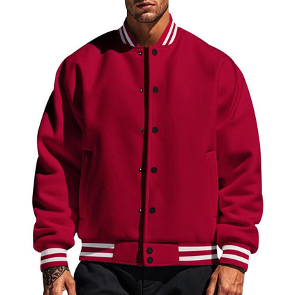 Men's Fleece Baseball Jacket | Stand Collar | Casual Sports Outerwear | Warm & Cozy | Classic Style | Ribbed Cuffs & Hem | Multiple Pockets | Durable & Lightweight | Stylish Color Options | Perfect for Layering