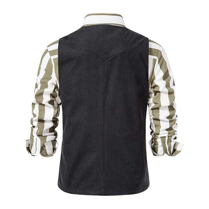Men's Vintage Vest | Slim Fit | V-Neck | Single Breasted | Plain Polyester Blend | Spring Autumn | Casual Fashion Waistcoat