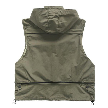 Men's Outdoor Quick-Drying Vest | Quick-Dry Fabric | Breathable Mesh Lining | Multiple Pockets | Adjustable Drawstring Hem | Hiking Camping Fishing | Available in Green Red Black | Sizes S-XXL