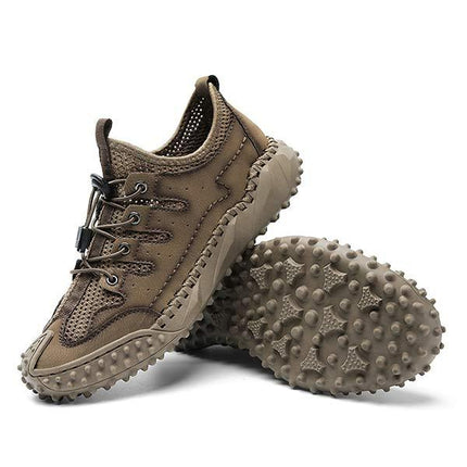 Men's All-Terrain Slip-On Hiking Sneakers | Leather & Mesh Panels | Adjustable Fit | Quick Entry | Non-Slip Sole
