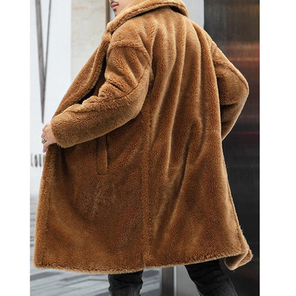 Men's Teddy Plush Lapel Long Coat | Warm Solid Color Outerwear | Luxurious Softness | Winter Insulation | Timeless Design | Statement-Making Elegance | Versatile Comfortable Style for Cold Weather