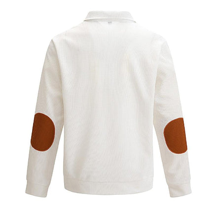 Men's Waffle Textured Sweatshirt | Stand Collar | Long Sleeve | Casual & Sporty Outdoor Wear | Warm & Breathable Knit | Multiple Colors | Versatile for Hiking & Everyday Use | Sizes Available