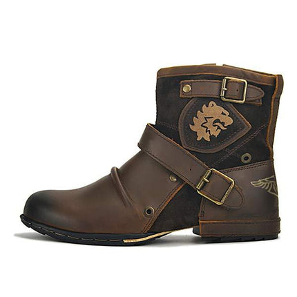 Men's Casual Leather & Suede Ankle Boots | Zip Closure | Breathable Leather Lining | Vintage Patina Finish | Comfortable Fit | Fashionable with Jeans or Chinos