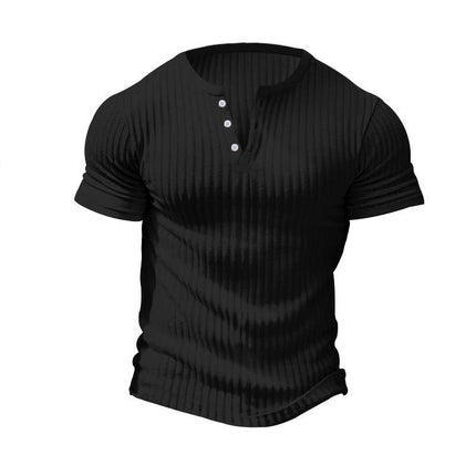 Men's Stretch Knit Henley T-Shirt | Short Sleeve Casual Top | Classic Button Placket | Comfortable Regular Fit | Breathable Fabric | Versatile Style for Everyday Wear