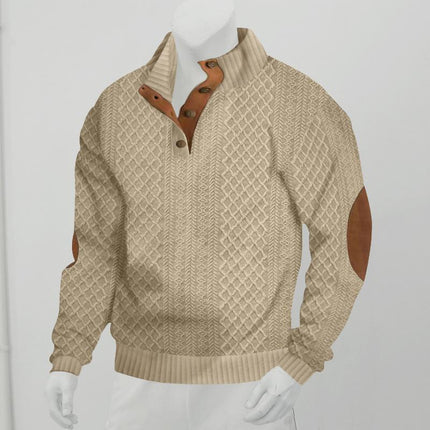 Men's Stand Collar Pullover | Long Sleeve Jacquard Knitted Sweatshirt | Outdoor | High-Quality Fabric | Breathable | Warm | Modern Style | Casual Wardrobe | Sizes Available | Machine Washable