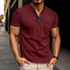 Men's Colorblock Henley Collar T-Shirt | Cotton | Short Sleeve | Casual Wear | Breathable Fabric | Stylish Design