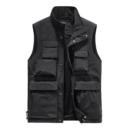 Men's Quick Dry Outdoor Vest | Multi-Pocket Design | Zipper Placket | Stand Collar | Soft Lightweight Material | Ideal for Hiking & Travel | 2022 New Design