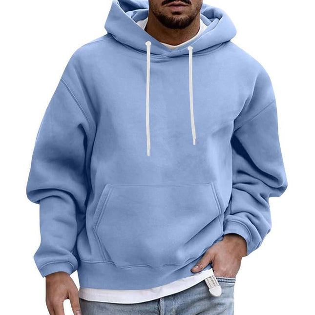 Men's Fleece Hoodie | Solid Color Loose Fit | Casual Pullover with Pocket | Long Sleeve Warm Sweatshirt | Comfortable Cozy Top for Everyday Wear | Style with Jeans or Layer for Outdoor Activities