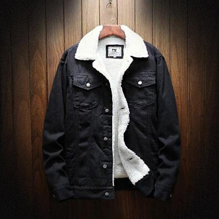 Men's Teddy Fleece Lined Denim Jacket | Long Sleeve Insulated Coat | Regular Fit | Shirt Collar | Classic Denim Texture | Warmth for Fall & Winter | Comfortable Versatile Outerwear | Casual Style