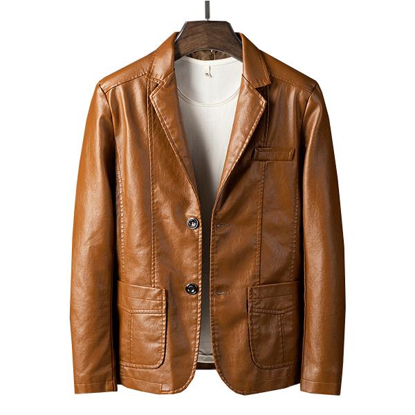 Men's Vintage Motorcycle Leather Jacket | High-Quality Leather | Timeless Biker Design | Tailored Fit | Windproof | Rainproof | Functional Pockets | Stylish Lapel Collar | Button Closure | Durable Outerwear