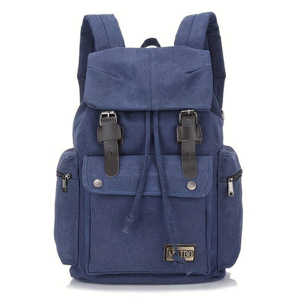 Men's Vintage Canvas Backpack | Large Capacity | Multi-Pocket | Retro Outdoor Design | Durable Heavy-Duty Material | Leather Accents | Adjustable Straps | Travel & Urban Use | Unisex Versatile Bag