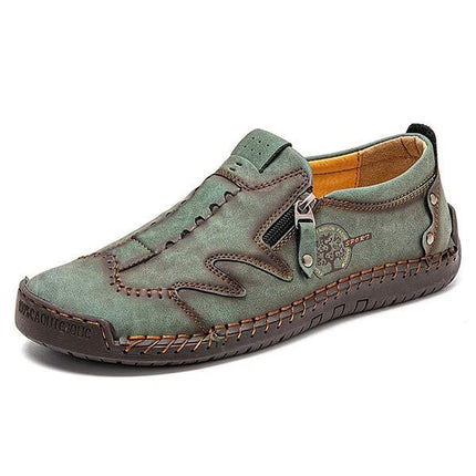 Men's Vintage Leather Loafers | Casual Comfort Shoes | Cushioned Footbed | Flexible Rubber Outsole | Easy Slip-On | Medium Width
