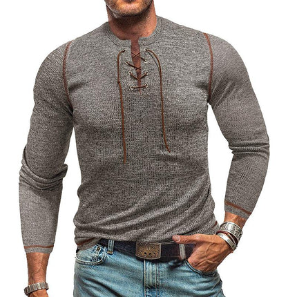 Men's Henley T-Shirt | Long Sleeve Crew Neck | Outdoor Casual Wear | Cotton Polyester Blend | Multiple Colors | Comfortable Durable Style
