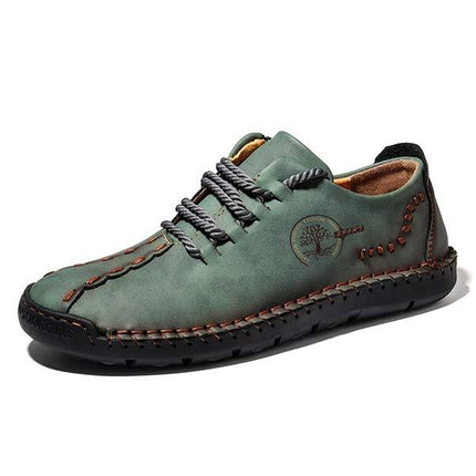 Men's Casual Vintage Leather Loafers | Hand Stitched | Flexible Rubber Sole | Medium Width Shoes