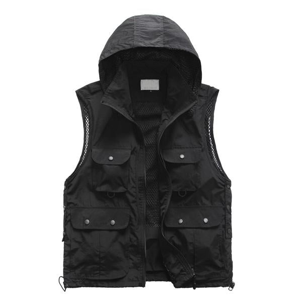 Men's Outdoor Quick-Drying Vest | Quick-Dry Fabric | Breathable Mesh Lining | Multiple Pockets | Adjustable Drawstring Hem | Hiking Camping Fishing | Available in Green Red Black | Sizes S-XXL