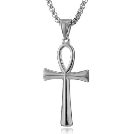 Vintage Style | Knot Design Cross Necklace | Silver Chain | Casual Fashion Jewelry | Unisex Accessory