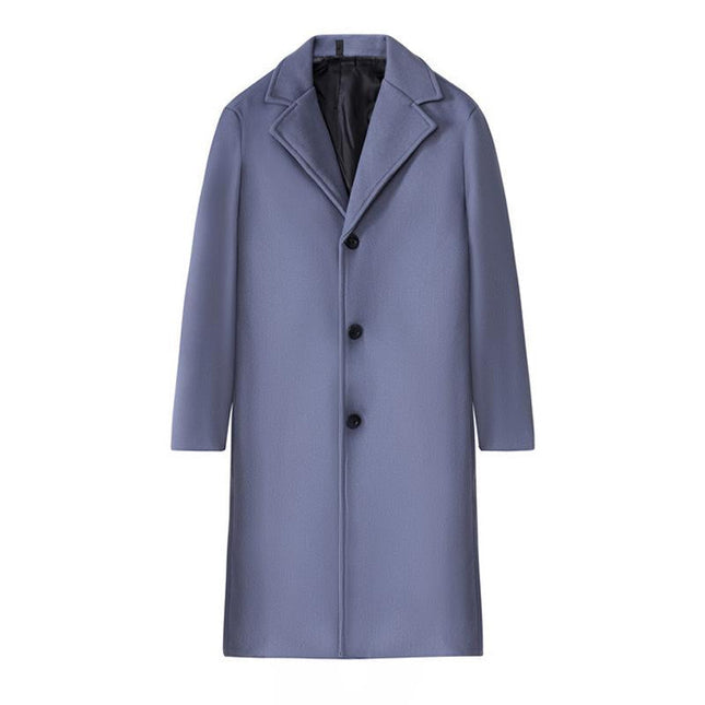 Men's Slim-Fit Long Trench Coat | British Style Outerwear | Classic Lapel Collar | All-Season Jacket | Black Grey Beige | Tailored Formal Look | Elegant Men's Coat | High-Quality Material