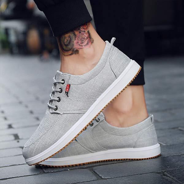 Men's Breathable Casual Shoes | Medium Width | Durable Cotton Canvas | Lightweight EVA Sole | Shock Absorption | Versatile Office to Beach Wear | Hand Wash | Comfort and Style