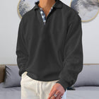 Men's Casual Loose Fit Sweatshirt | Long Sleeve V-Neck Plaid Stitching | Polyester Blend | Micro Elastic | Perfect for Spring and Autumn | Daily Wear Sports Outings | Street Urban Style