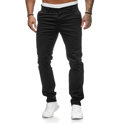 Men's Jogger Pants | Solid Color | Slim Fit | Casual Style | Loose Fit | Mid Waist | Drawstring Closure | Thin Cotton Blend | Machine Washable | 43253681M