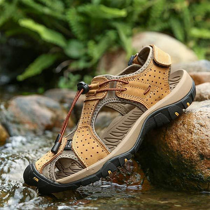 Men's Outdoor Beach Sandals | Durable Uppers | Non-Slip Outsole | Adjustable Heel Strap | Breathable Textile Lining | Toe Protection | Comfortable Everyday Wear | Summer Footwear