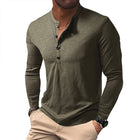 Men's Long Sleeve Henley T-Shirt | Casual Solid Color | Comfort Fit | Stylish Button Placket | Soft Cotton Blend | Regular Fit | Warm Layering Top | Versatile Fall Winter Wear