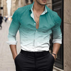 Men's Gradient Long Sleeve Shirt | Button Closure | Loose Fit | Casual & Semi-Formal Wear | Comfortable & Durable