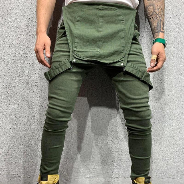 Men's Denim Overalls | Solid Color | Adjustable Straps | High-Quality Durable Fabric | Functional Pockets | Casual Outfits | Versatile Fashion | Classic Comfortable Fit | Everyday Wear