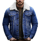 Men's Teddy Fleece Lined Denim Jacket | Long Sleeve Insulated Coat | Regular Fit | Shirt Collar | Classic Denim Texture | Warmth for Fall & Winter | Comfortable Versatile Outerwear | Casual Style