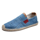 Men's Slip-On Linen Canvas Shoes | Casual Fisherman Style | Exposed Gore | Hemp Rope Sole | Comfortable Footwear