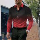 Men's Gradient Long Sleeve Shirt | Button Closure | Loose Fit | Casual & Semi-Formal Wear | Comfortable & Durable