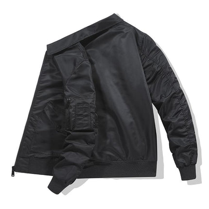 Men's Bomber Jacket | Polyester Lapel Collar | Ribbed Cuffs & Collar | Two Hand Pockets | Fall Spring Outerwear | Machine Washable | Classic Design with Modern Edge | Versatile Stylish Jacket