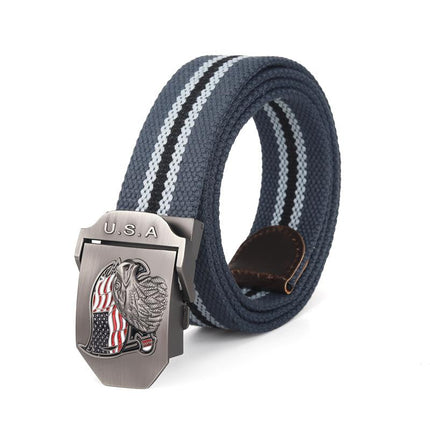 Men's Patriotic Canvas Belt | USA Eagle Flag Design | Automatic Smooth Buckle | Durable Everyday Accessory | Adjustable Fit | Casual to Semi-Formal Use | High-Quality Craftsmanship | Stylish & Comfortable