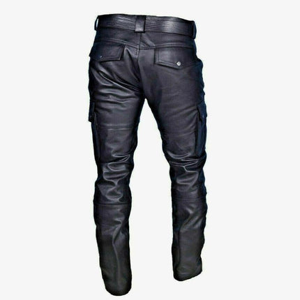 Men's Slim Fit Faux Leather Pants | Vintage Multi-Pocket Design | Edgy Streetwear | High-Quality Animal-Friendly Material | Stylish Texture | Easy Care | Versatile Fit | Ideal for Night Out or Smart-Casual Looks