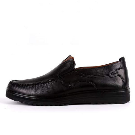Vintage Leather Men's Business Casual Shoes | Refined Style Work Boots | Non-Slip Sole | Easy Entry Elastic | Traditional Sewing