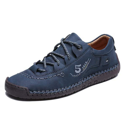 Men's Leather Casual Shoes | Vintage Lace-Up | Flexible Non-Slip Rubber Sole | Lightweight & Comfortable Footwear