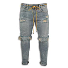 Men's Ripped Skinny Jeans | Slim Fit Distressed Denim | Casual Stretch Pants | Comfortable Everyday Wear | Stylish Modern Design | High-Quality Cotton Elastane Blend | Versatile Fashion | Zipper Fly Closure