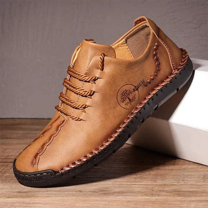 Men's Casual Vintage Leather Loafers | Hand Stitched | Flexible Rubber Sole | Medium Width Shoes
