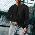 Men's Vintage Long Sleeve Henley T-Shirt | Solid Color Casual Shirt | Classic Retro Style | Regular Fit Comfortable All-Day Wear | Stylish Unique Dye | Timeless Cool Season Wear | Versatile Men's Top
