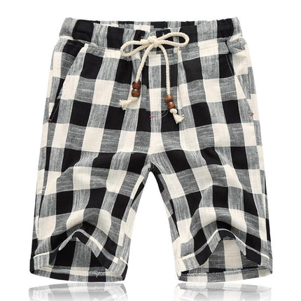 Men's Cotton Linen Shorts | Stripe Elastic Waist | Straight Cut | Breathable Fabric | Summer Casual | Lightweight Comfort | Practical Pockets | Adjustable Fit | Versatile Style