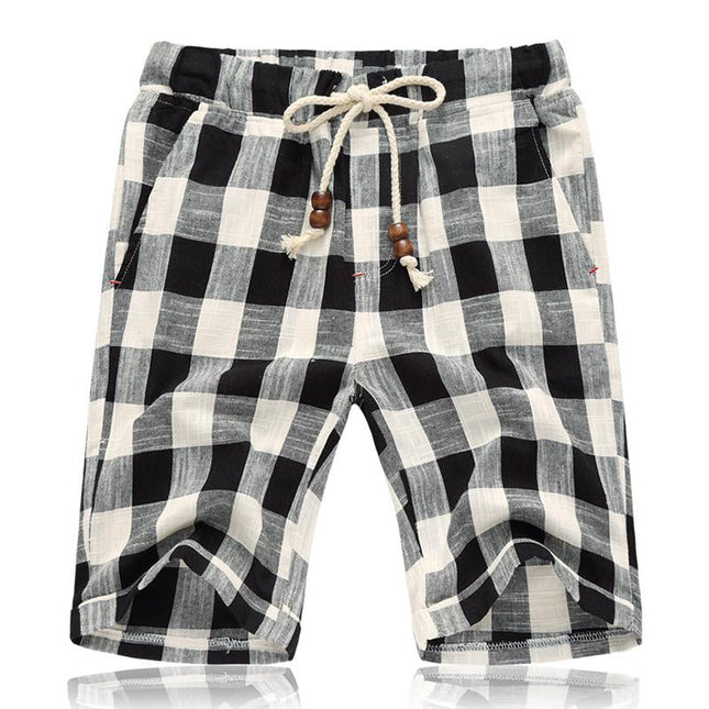 Men's Cotton Linen Shorts | Stripe Elastic Waist | Straight Cut | Breathable Fabric | Summer Casual | Lightweight Comfort | Practical Pockets | Adjustable Fit | Versatile Style