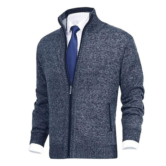 Men's Cardigan Sweater | Solid Color Stand Collar | Soft Durable Fabric | Modern Design | Regular Fit | Button Closure | Versatile Styling | Perfect for Casual and Formal Wear